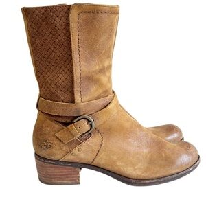 UGG Lula Mae Mid Calf Leather Boot Chestnut Brown 9